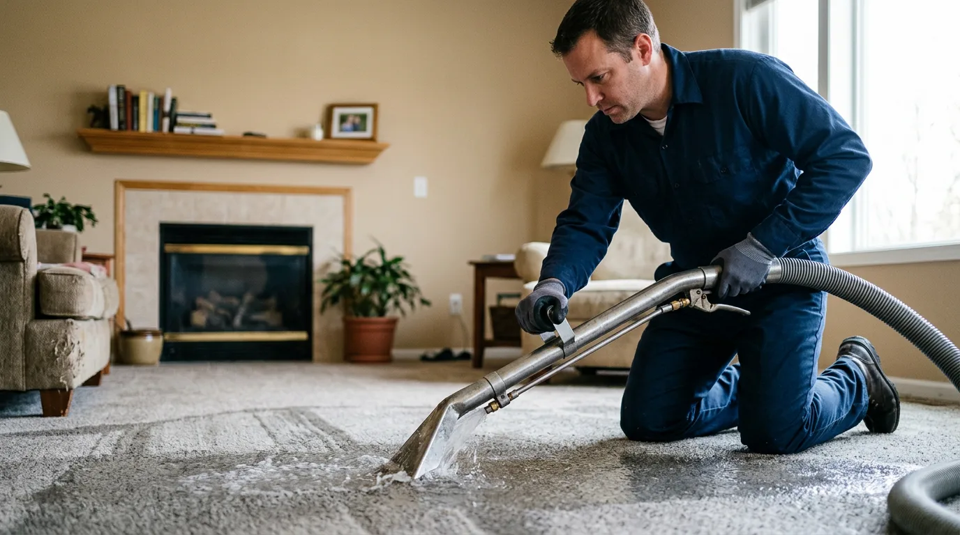 Water damage restoration technician working near Clinton, CT